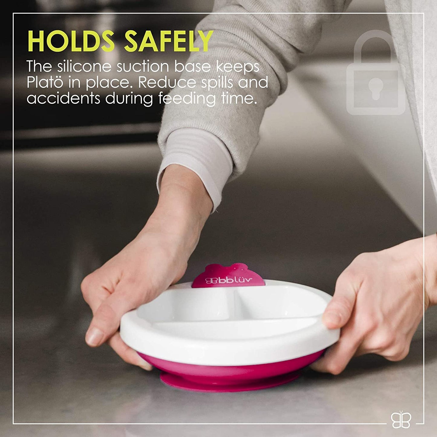 bblüv - Platö - Warming Plate - 3 Compartment, BPA Free with Suction Base for Baby Toddler (Pink)