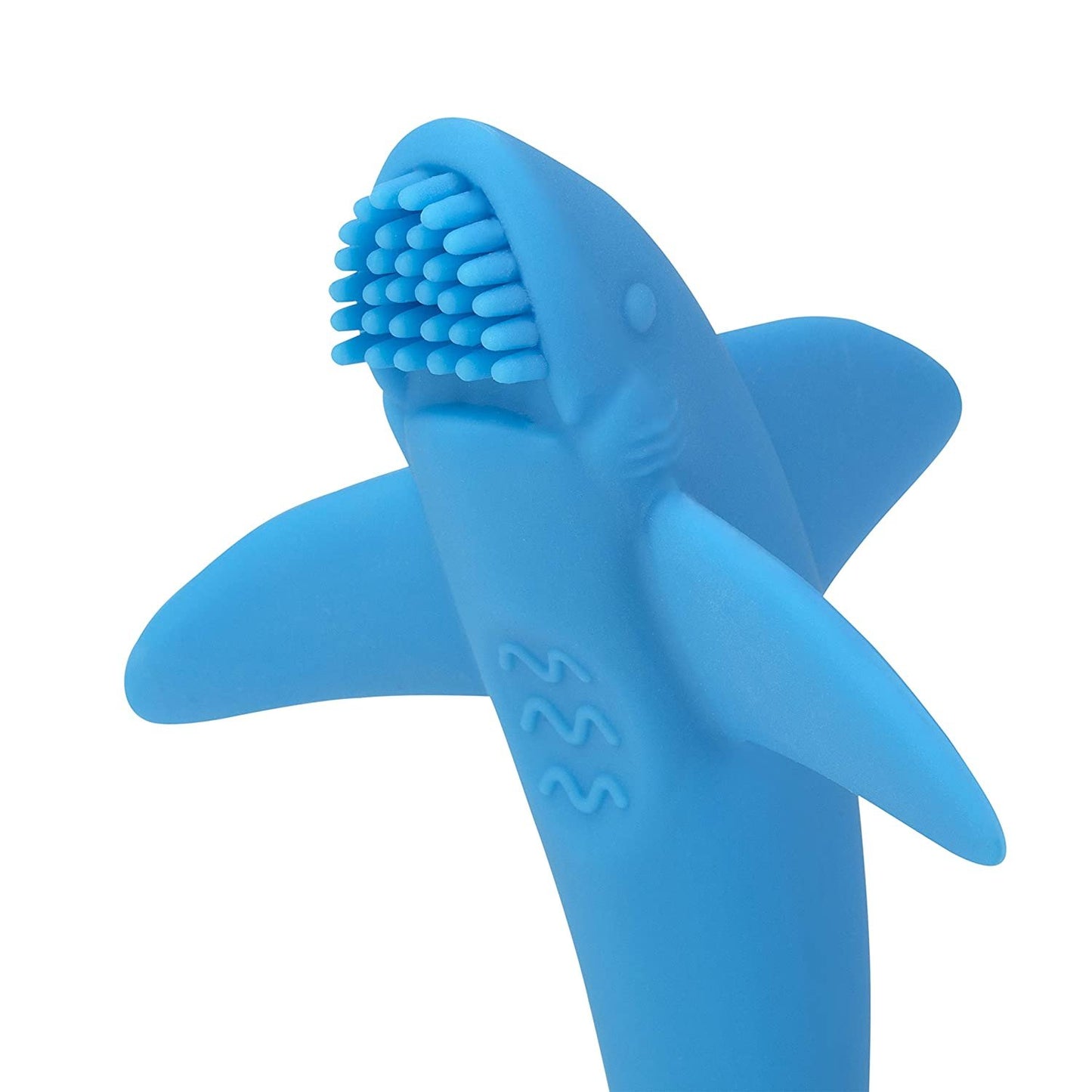 Nuby 100% All Silicone Shark Massager Toothbrush, 2 Pack, 3 M+, Colors May Vary, Multi (6878)