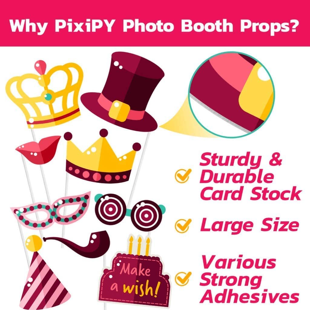 Birthday Photo Booth Props - Birthday Party Photobooth Props and Signs (17 Count) - Large and Durable Happy Birthday Photo Booth Props - Cute & Funny Birthday Photobooth Props