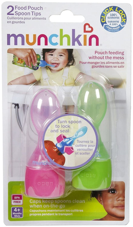 Munchkin Click Lock Food Pouch Spoon Tips, 2pk, Colors Vary