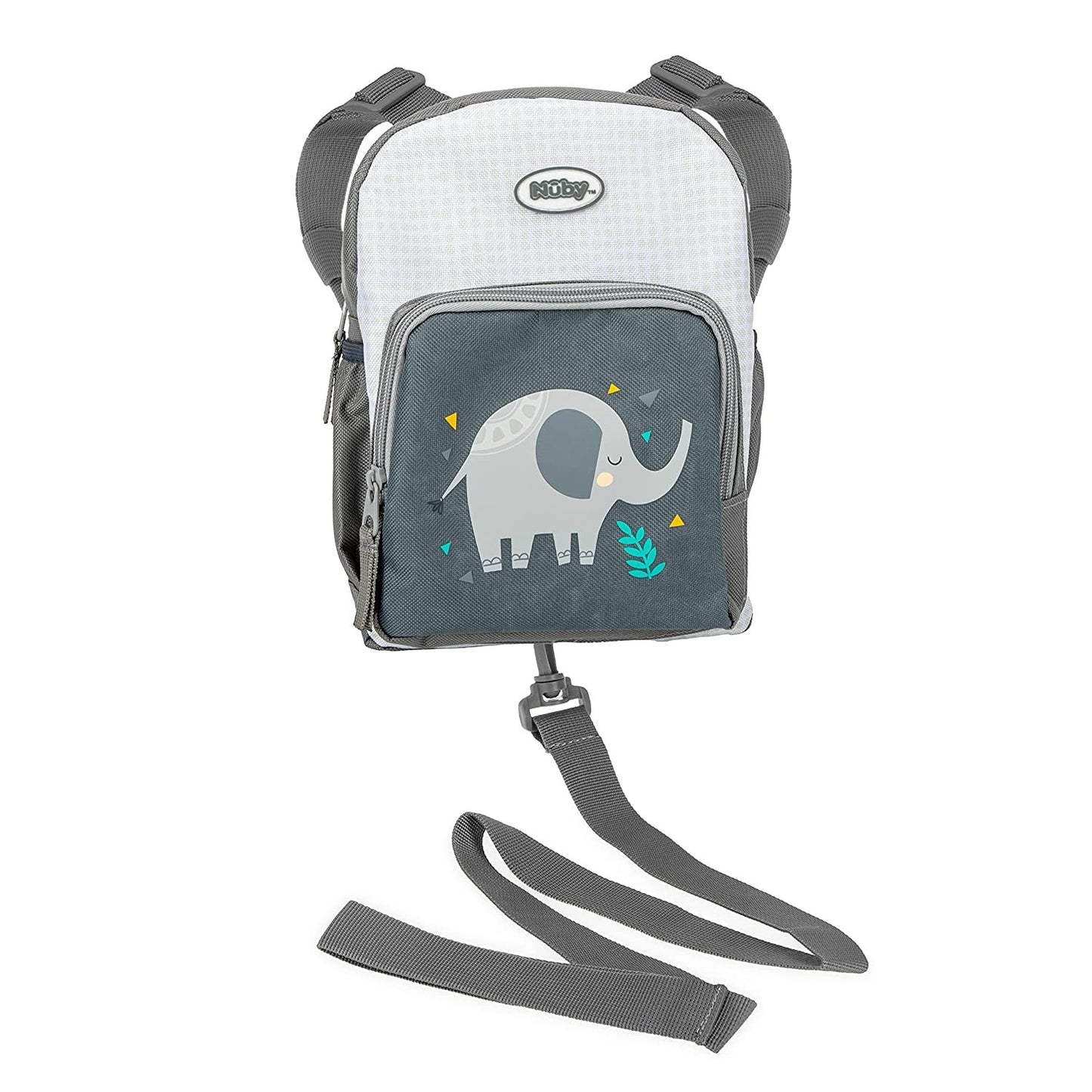 Nuby Mini Backpack with Safety Harness and Detachable Tether: 18 m+, Grey Elephant