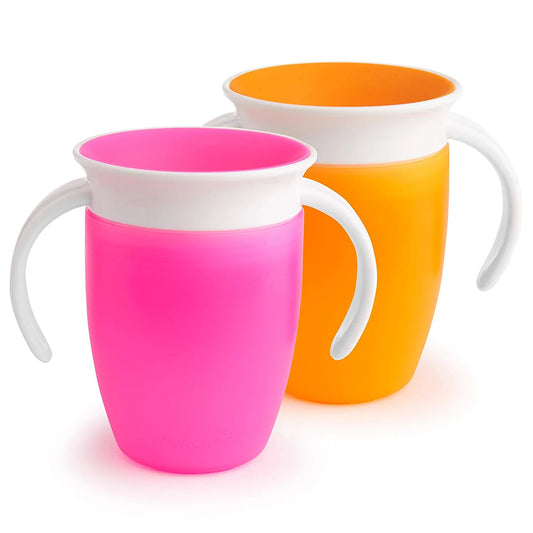 Munchkin Miracle 360 Trainer Cup, Pink/Orange, 7 Ounce, 2 Count