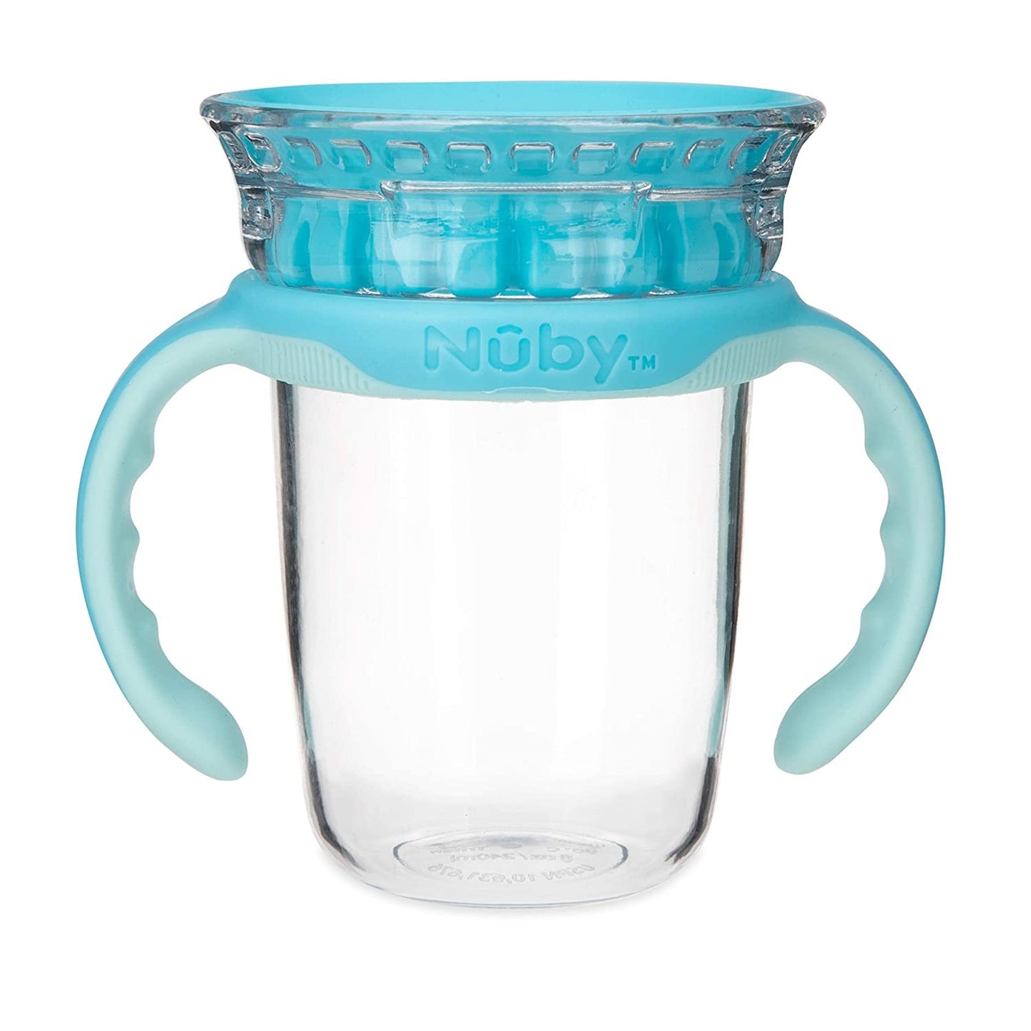 Luv N Care/NUBY Nuby 360 Edge 2 Stage Drinking Rim Cup with Removable Handles & hygienic Cover: 8 Oz/ 240 Ml, 12M+, Aqua 80661
