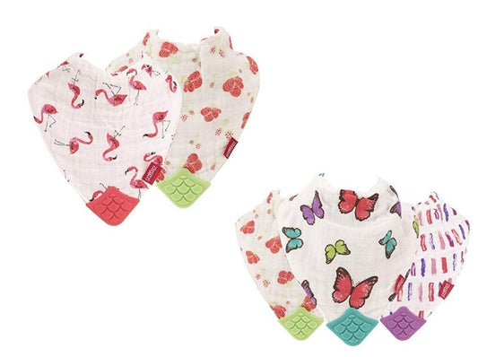 Nuby Reversible 100% Natural Cotton Muslin Teething Bib 5 Piece