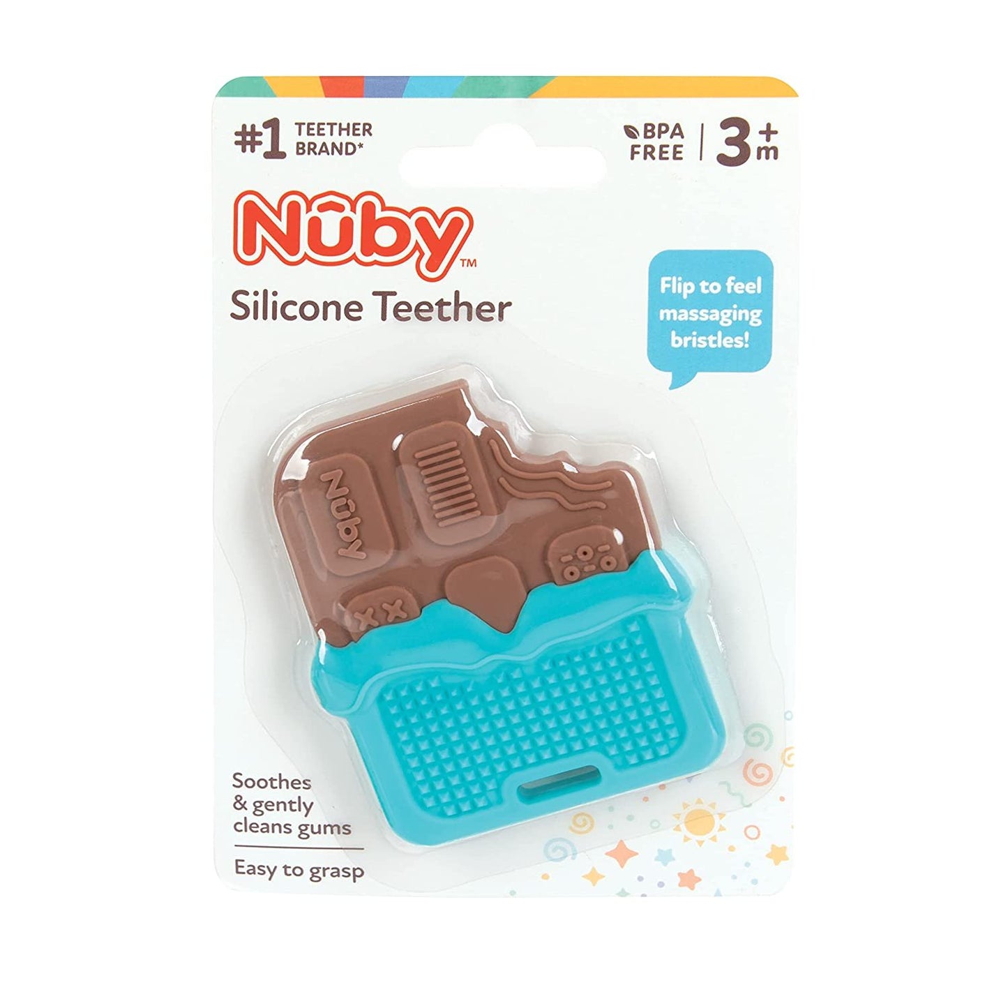 Nuby All Silicone Chocolate Bar Teether - 3+ Months