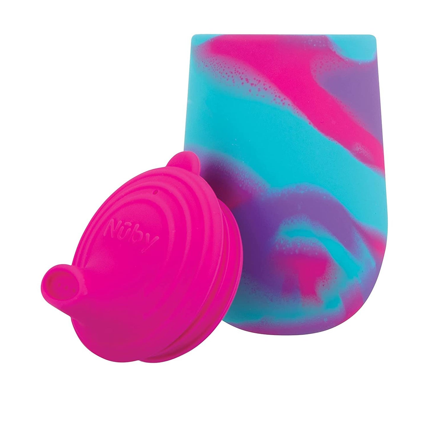 Nuby Silicone Tie-dye First Training Cup with Free Flow Soft Spout - 6oz, 6+ Months, Pink/Purple
